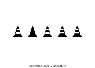 Traffic Cone Silhouette Vector Collection Set