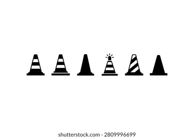 Traffic Cone Silhouette Vector Collection Set