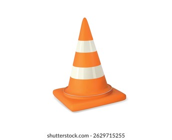 Traffic Cone Vector 3d icon Illustration