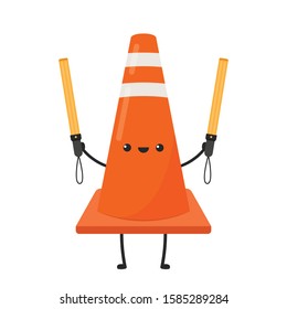 Traffic cone vector. Traffic cone character design.