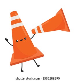 Traffic cone vector. Traffic cone character design.