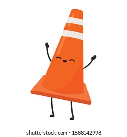 Traffic cone vector. Traffic cone character design.