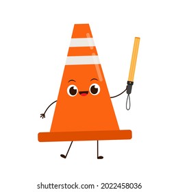 Traffic cone vector. Traffic cone character design.