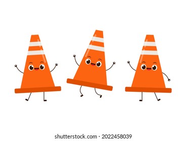 Vector de cono de tráfico. Diseño de caracteres de cono de tráfico.