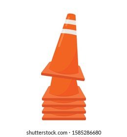 Traffic cone vector. free space for text. copy space. Traffic cone stack.