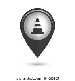 Traffic cone - vector icon;  black map pointer