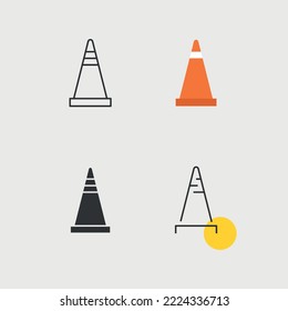 traffic cone vector icon for construction caution safety warning