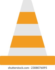 Traffic Cone Vector Icon Flat Style