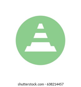 Traffic cone vector icon. Green circle. Green button