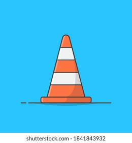 Traffic Cone Vector Icon Illustration. Road Cone Flat Icon