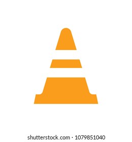 traffic cone vector icon Orange reflecting road symbol