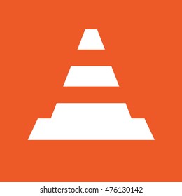 Traffic cone vector icon. Orange background