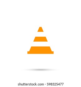 Traffic cone vector icon. Orange icon
