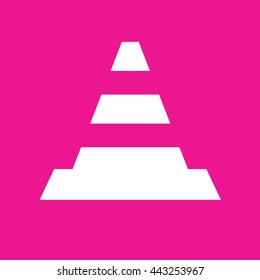 Traffic cone vector icon. Pink background
