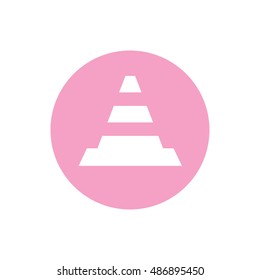 Traffic cone vector icon. Pink circle. Pink button