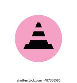 Traffic cone vector icon. Pink circle. Pink button