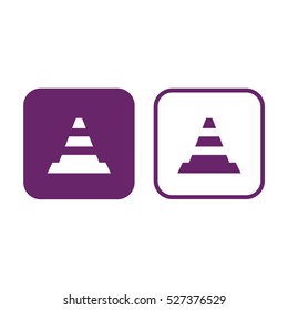 Traffic cone vector icon. Purple and white