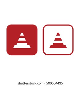 Traffic cone vector icon. Red and white