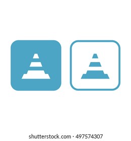 Traffic cone vector icon. White and blue