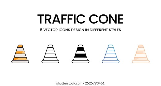 Ícones vetoriais do cone de tráfego definem a ilustração de estoque