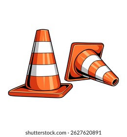 TRAFFIC CONE VECTOR ILLUSTRATION DESIGN