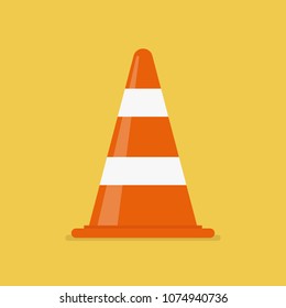 Traffic cone vector illustration. Flat style design