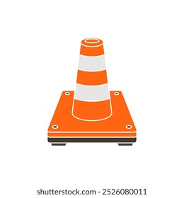 Ilustración vectorial de cono de tráfico aislada sobre fondo blanco