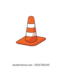 Ilustración vectorial de cono de tráfico, concepto de valla en construcción aislado sobre fondo blanco.