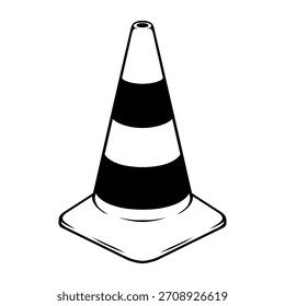 desenho de ilustração de arte de linha de vetor de cone de tráfego