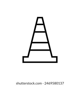 Icono de línea de Vector de cono de tráfico aislado sobre fondo blanco.