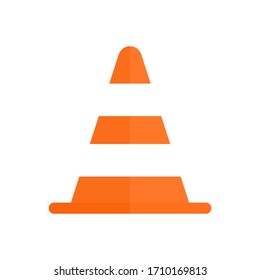 Ilustración de material vectorial de cono de tráfico aislada en fondo blanco. Icono de pilón de carretera naranja.