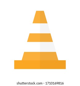 Ilustración de material vectorial de cono de tráfico aislada en fondo blanco. Icono de pilón de carretera naranja.