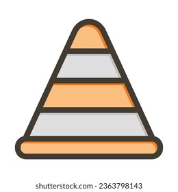 Traffic Cone Vector Thick Line Filled Colors Icon For Personal And Commercial Use.
