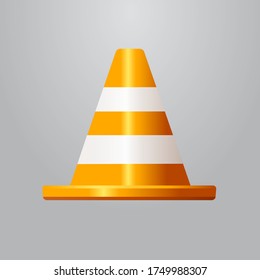 traffic cone vector, yellow, white, caution, warning.