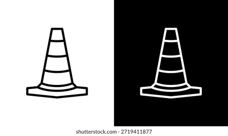 Diseño de conjunto de iconos blancos de cono de tráfico