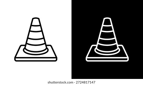 Diseño de conjunto de iconos blancos de cono de tráfico
