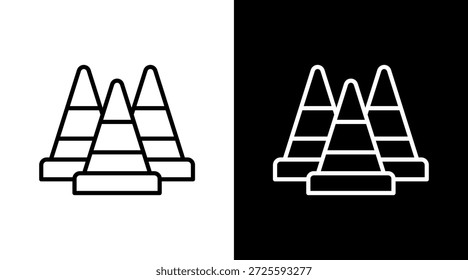 Conjunto de iconos blancos de cono de tráfico Vector