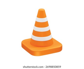 Cono de tráfico con rayas blancas Ilustración de renderizado 3D