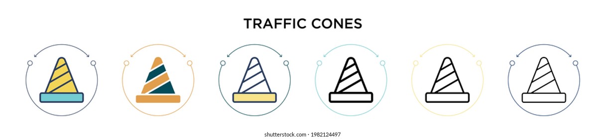 Traffic-Kones-Icon in vollem, dünnen Linie, Umriss und Strich-Stil. Vektorgrafik von zwei farbigen und schwarzen Verkehrssymbole Vektorsymbole für mobile, iPhone-, web-basierte