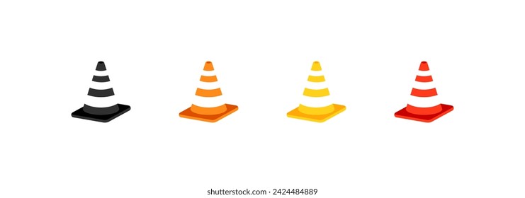 Traffic cones icons. Flat, color, set of traffic cones icons. Vector icons