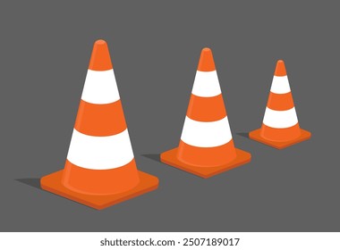 Traffic Cones icons vector illustration, Safety Equipment, Orange and White Cones isolated, Symbolizing Road Safety and Construction, Traffic warning sign, Traffic sign, road sign symbol, divider icon