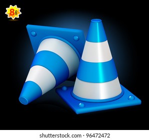 Traffic cones isolated on black.