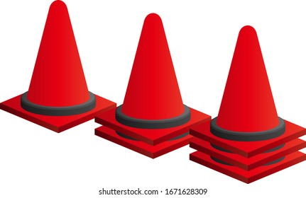 Ilustración vectorial aislada de conos de tráfico