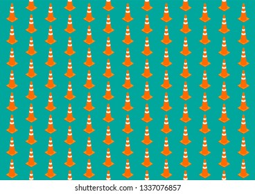 Traffic cones on green background