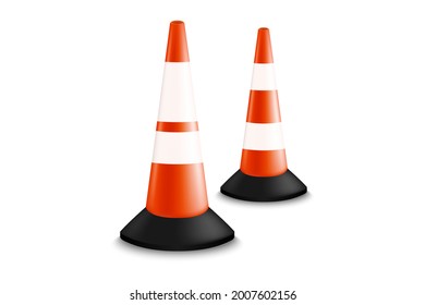 Traffic cones on white background, Orange road warning cone