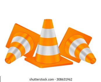 Traffic cones on a white  background.