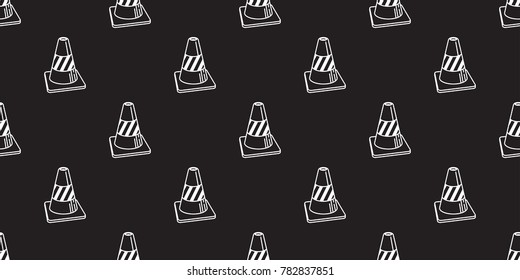 Traffic cones seamless pattern vector icon isolated wallpaper background illustration black