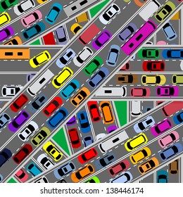 Traffic Congestion On Roads For Modern City Problems Concept. Jpeg (bitmap) Version Also Available In Gallery