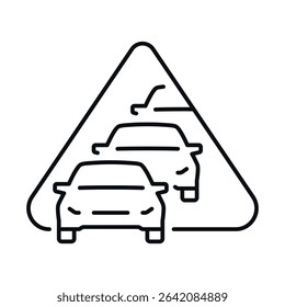 Traffic congestion warning sign indicating a delay on urban roads during peak travel hours