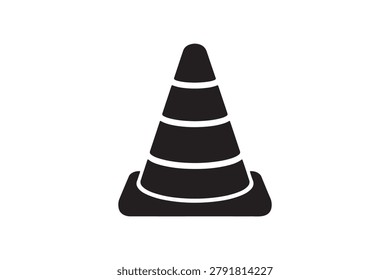 Traffic Construction Cone Silhouette Vector Icon